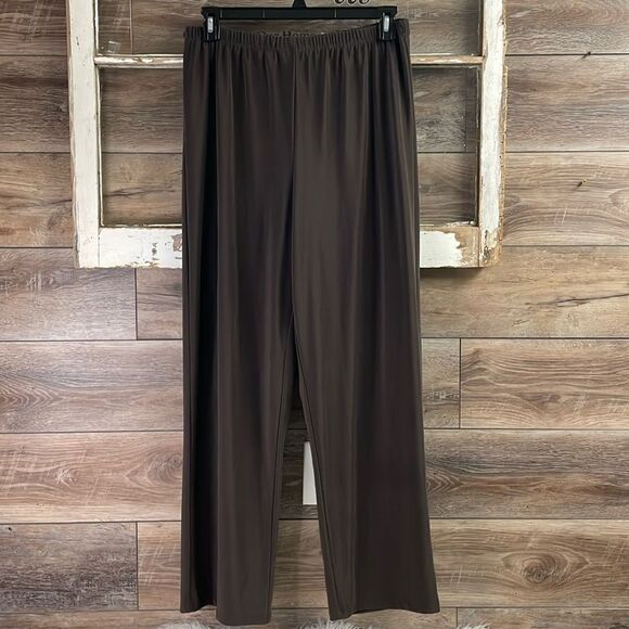 I.N. STUDIO Ladies Elastic Waist Stretch Dress Wider Leg Pants Size XL Brown - Picture 2 of 7